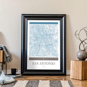 San Antonio Stadt Karte Poster - Minimalistische Reise Kunst, Urlaubs Poster, Geschenk für Sie und Ihn, Karte Wandkunst, modernes Design