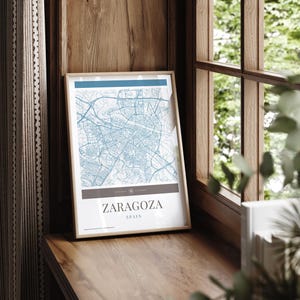 Zaragoza Karte Stadtplan Poster - Minimalistische Reisekunst, Urlaubsposter, Geschenk für Sie und Ihn, Urlaubsposter, Karte, Wandkunst, modernes Design