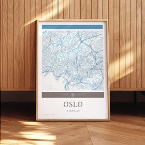 Oslo City Map Poster - Minimalistische Reisekunst, Urlaubsposter, Geschenk für Sie und Ihn, modernes Design