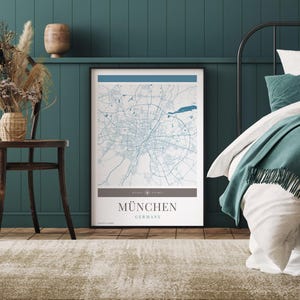 München City Map Poster - Minimalistische Reisekunst, Urlaubsposter, Geschenk für Sie und Ihn, modernes Design