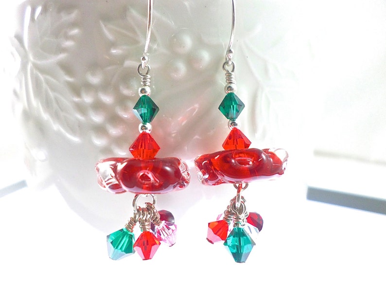 Glass Bead Earrings Red Dangle Earrings Boro Lampwork Etsy