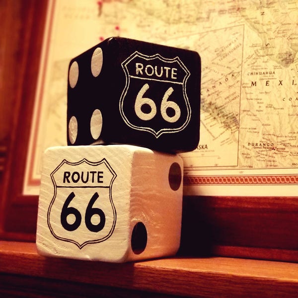 Wood Yardzee Jumbo Black & White ROUTE 66 Giant Lawn Yard DICE - Yahtzee, Bunco, Home Decor