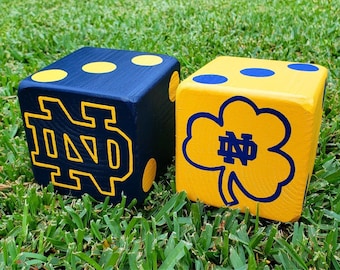 Wood Yardzee Notre Dame Jumbo Giant Lawn Yard DICE - Yahtzee, Bunco, Home Decor