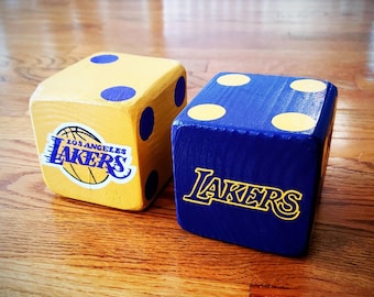 Wood Yardzee Jumbo LA Los Angeles Lakers Giant Lawn Yard DICE - Yahtzee, Bunco, Home Decor