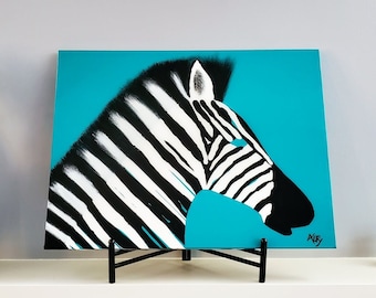 Original Zebra Abstract Acrylic Drip Painting 18" x 24" "Ziggy"