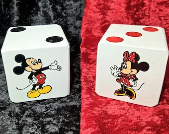 Wood Yardzee Jumbo Mickey & Minnie Mouse Giant Lawn Yard DICE - Yahtzee, Bunco, Home Decor