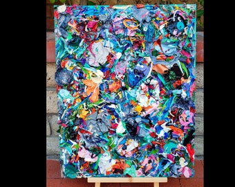 Original Multi-Color 3D Abstract Textured Paint Acrylic Painting 16" x 20" "Remnants IV"