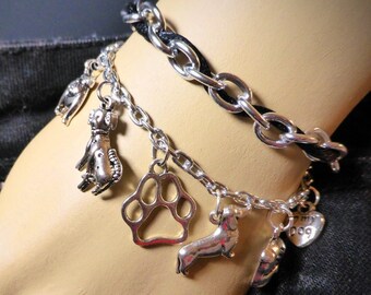 PAWS and DOGS Themed Charm Bracelet