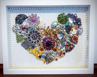 Custom Heirloom Brooch Jewelry Art Memory Keepsake - Made from Your Loved One's Jewelry