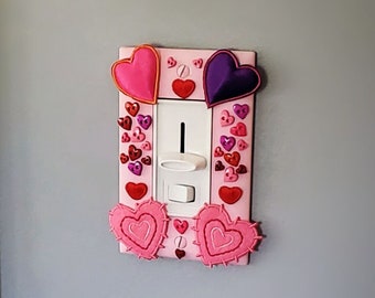Red & Pink Hearts Single Rocker Valentine's SWITCH PLATE