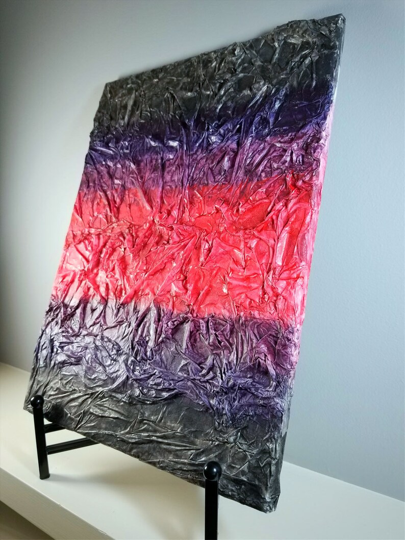 Red Purple & Black Textured Tissue Paper Mixed Media Collage Etsy