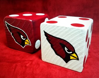 Wood Yardzee Jumbo Arizona Cardinals Burgundy & White Giant Lawn Yard DICE - Yahtzee, Bunco, Home Decor