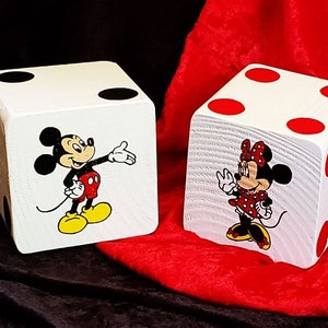Wood Yardzee Jumbo Mickey & Minnie Mouse Giant Lawn Yard DICE - Yahtzee, Bunco, Home Decor