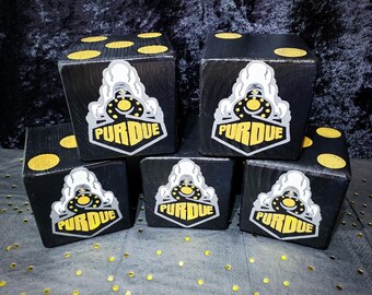 Wood Yardzee Purdue University Jumbo Giant Lawn Yard DICE - Yahtzee, Bunco, Home Decor
