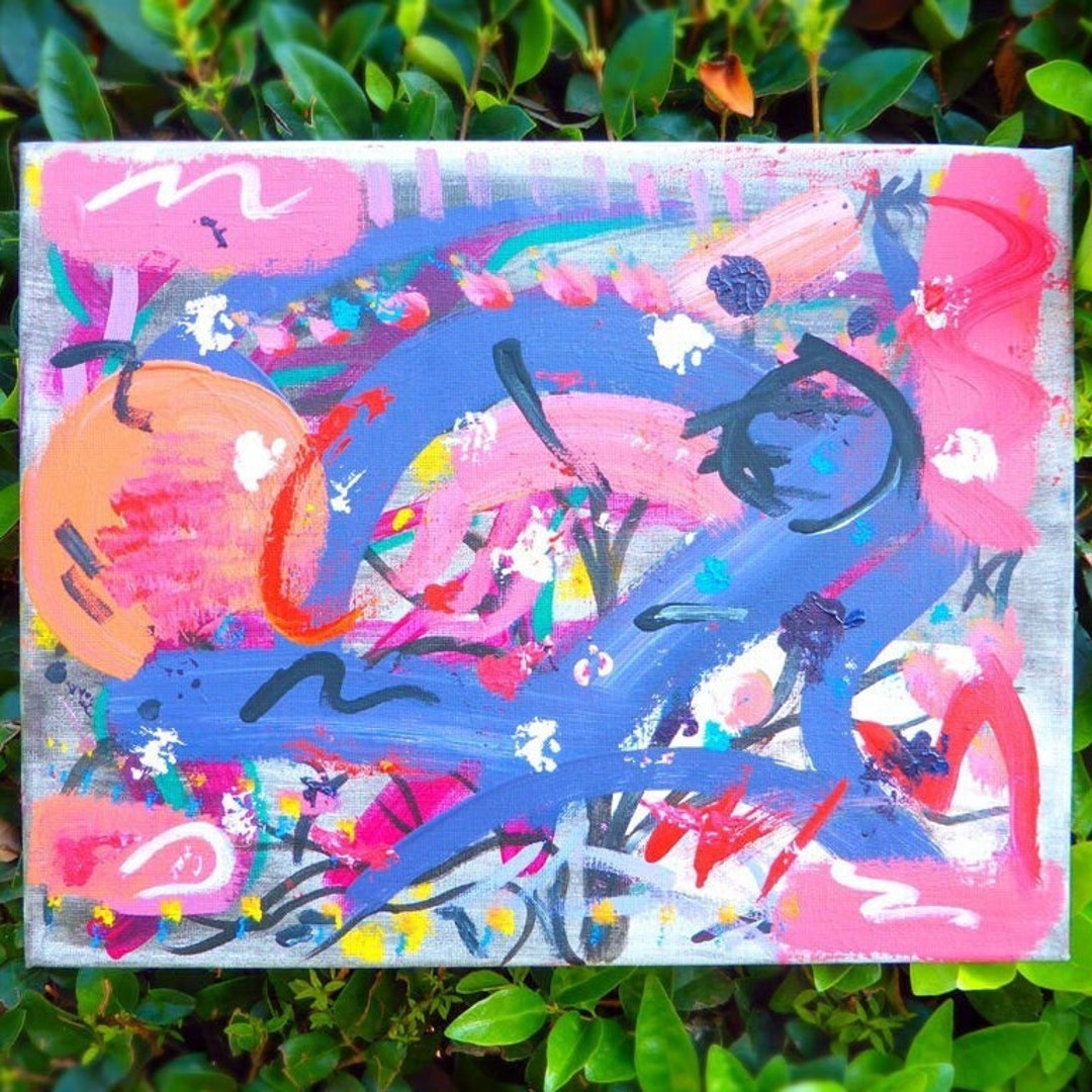 Original Pink, Purple, Orange Abstract Acrylic Painting 11 X 14 Etsy