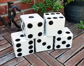 Wood Yardzee Jumbo White Giant Lawn Yard DICE - Yahtzee, Bunco, Home Decor