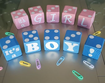 Wood Yardzee Jumbo It's a GIRL It's a BOY! Giant Lawn Yard Wood DICE Yahtzee, Bunco, Home Decor