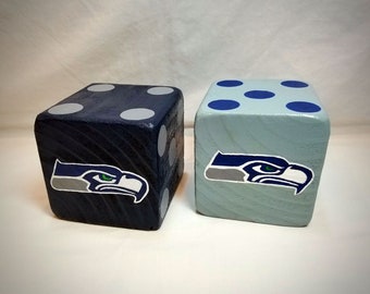 Wood Yardzee Jumbo Seattle Seahawks Giant Lawn Yard DICE - Yahtzee, Bunco, Home Decor