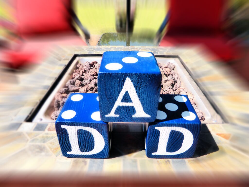 Wood Yardzee Jumbo DAD Father's Day Giant Lawn Yard Dice - Yahtzee, Bunco, Home Decor