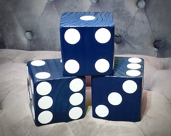 Wood Yardzee Jumbo Kentucky Navy Blue Giant Lawn Yard DICE - Yahtzee, Bunco, Home Decor