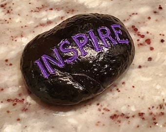 Black & Purple Hand Painted "Inspire" Rock