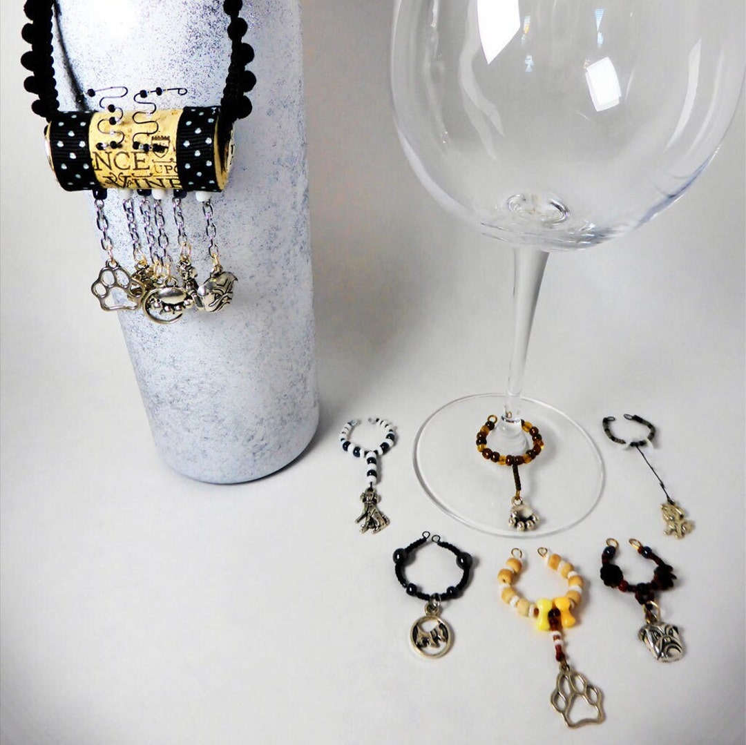 PAWS and DOGS Themed Wine Glass Charms & Cork Bottle Ornament Etsy