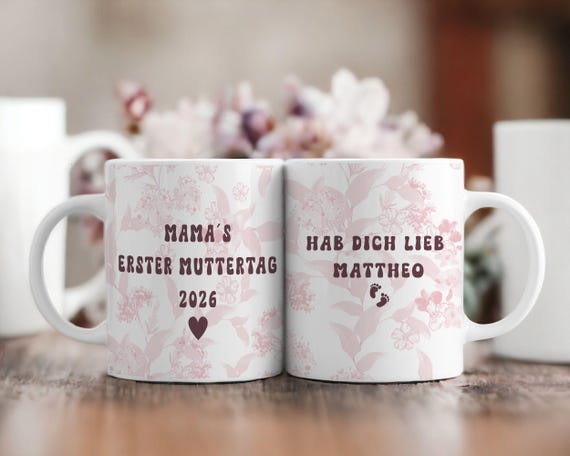 Erster Muttertag, Personalisierbare Tasse, Geschenke zur Geburt, Muttertagsgeschenk, werdende Mutter, Mama Tasse mit Name, Geschenkidee Frau