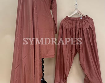 ブラウンシルクファルシサルワールスーツ、3点セット