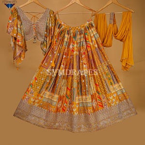 Charming Yellow Kaftan Style Lehenga Choli for Women Wedding Guest Heavy Zari Embroidered Thread Work, Lehenga Choli for Girls, Indian Wear