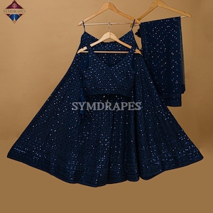Stylish Blue Traditional Indian Wedding Guest Lehenga Choli Ready To Wear Heavy Sequins Embroidered, Indian wedding guest outfits, Lehenga