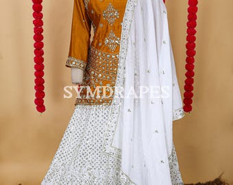 Sequin Embroidered Silk Lehenga Kurta Set, Indian Wedding Outfit