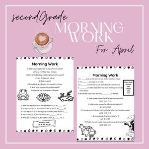April Morning Work for 2nd Grade | Daily Math & ELA Spiral Review Worksheets