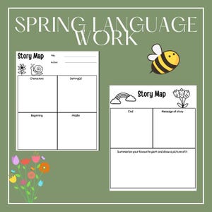 Evaluación de Lengua y Literatura con temática de primavera / Elementos de la historia, trama y actividad temática