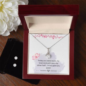 Minimalist Necklace and Earring Set,14K White Gold Plated,CZ Stones,Personalized Jewelry Set,Custom Message Card,Dainty Jewelry,Gift for Her
