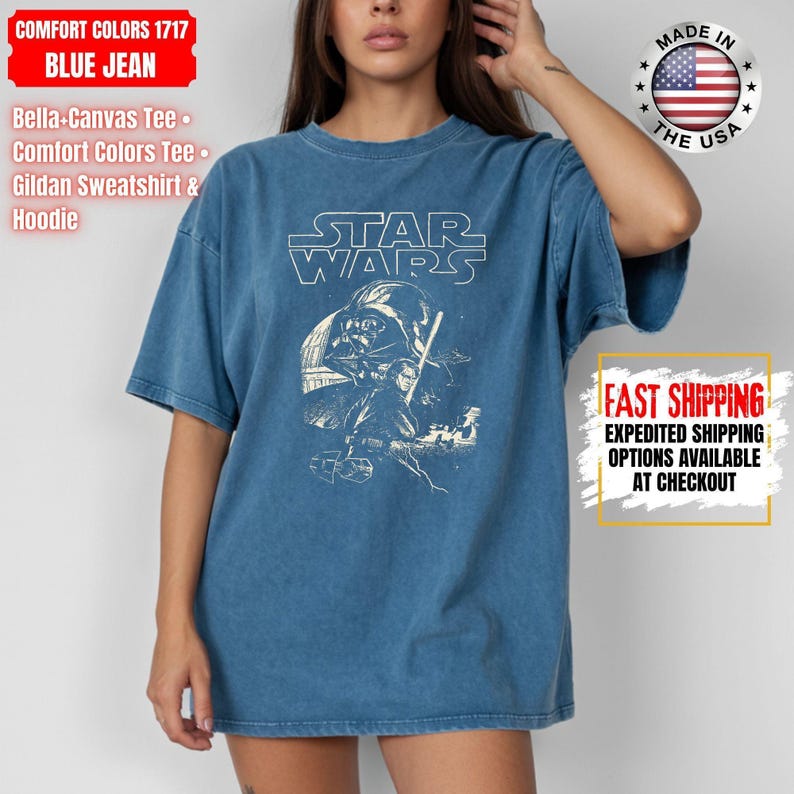 Camiseta Disney Star Wars, sudadera Mandalorian, camiseta de colores cómodos de Darth Vader, camiseta de Chewbacca, camiseta Star Jedi, camiseta de Luke Skywalker imagen 15