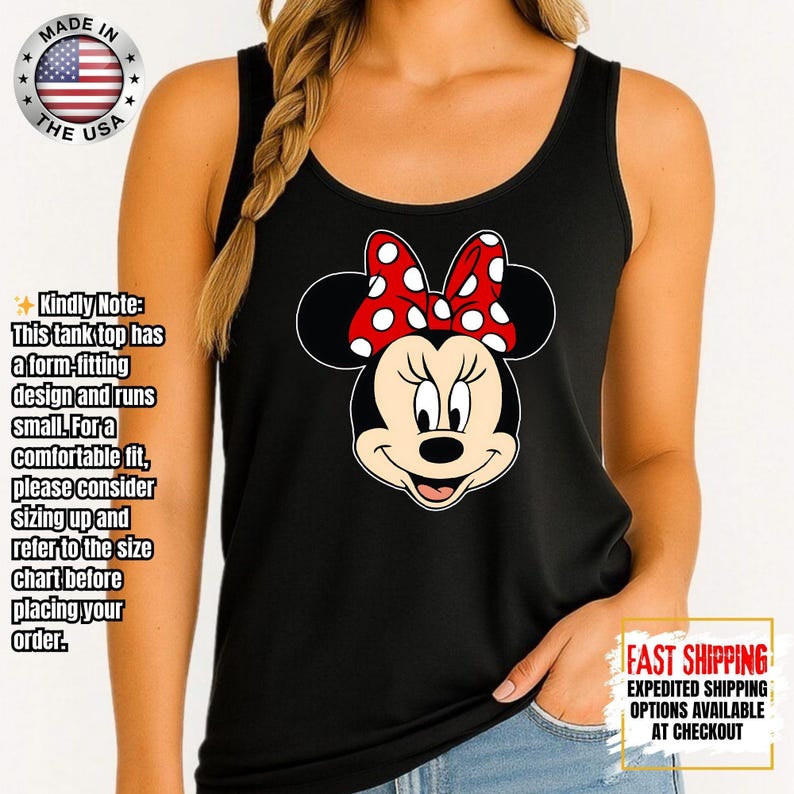 Disney Minnie Mouse Classic Tank Top, Disney Couples Tank Tops, Mickey and Friends Tank, Disneyland Matching Tank Tee Bild 9