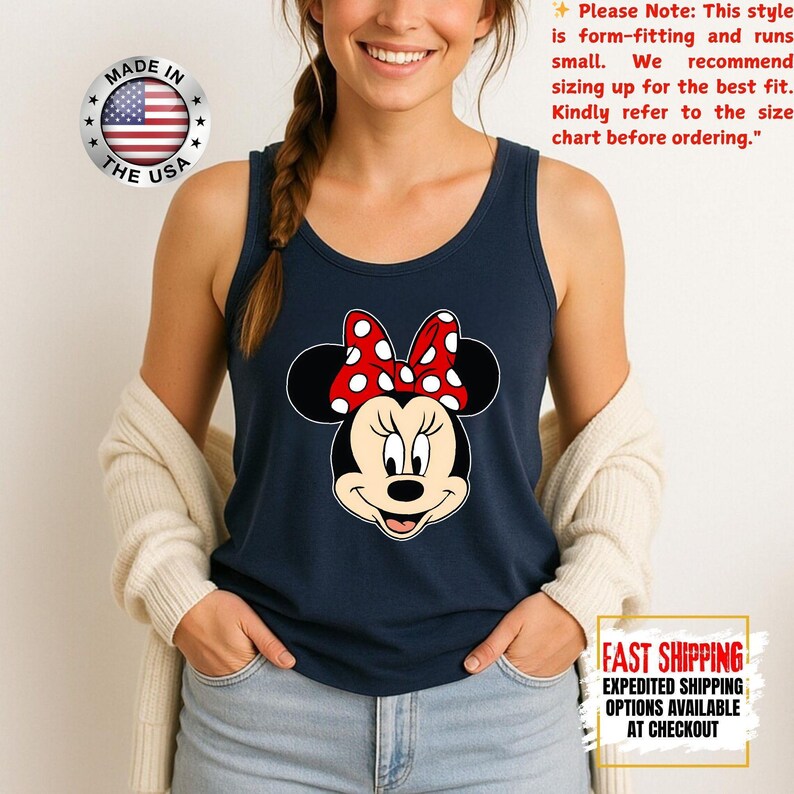 Disney Minnie Mouse Classic Tank Top, Disney Couples Tank Tops, Mickey and Friends Tank, Disneyland Matching Tank Tee Bild 12