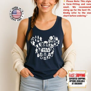 Disney Star Wars Tank Top, Mandalorian Tank Tee, Galaxy's Edge/Darth Vader Women Racerback and Men Tank Top image 15