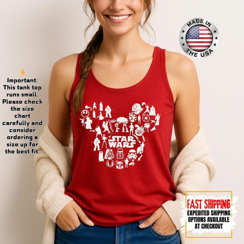 Disney Star Wars Tank Top, Mandalorian Tank Tee, Galaxy's Edge/Darth Vader Women Racerback and Men Tank Top image 14