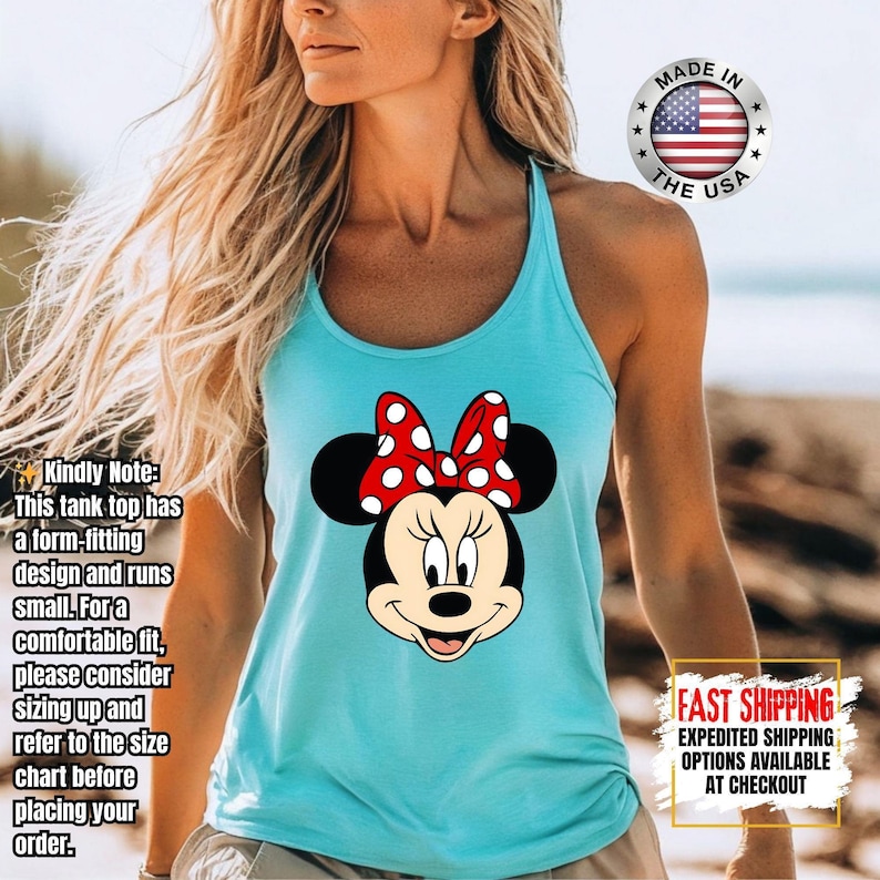 Disney Minnie Mouse Classic Tank Top, Disney Couples Tank Tops, Mickey and Friends Tank, Disneyland Matching Tank Tee Bild 2