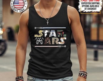 Disney Star Wars Tank Top, Mandalorian Tank Tee, Galaxy's Edge/Darth Vader Women Racerback and Men Tank Top