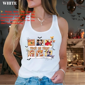 Retro Trick or Treat Disney Halloween Tank Top, Mickey and Friends Halloween Tank, Mickey Not So Scary Halloween Party, Disneyland Halloween