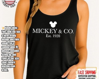 Camiseta sin mangas Mickey & Co., Mickey and Co. est. 1928, Mickey y sus amigos, Disney, Disney Trip, Disney Plaid
