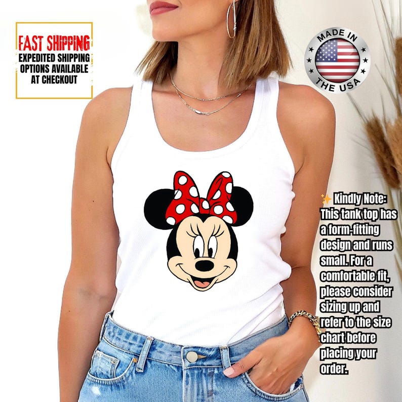Disney Minnie Mouse Classic Tank Top, Disney Couples Tank Tops, Mickey and Friends Tank, Disneyland Matching Tank Tee Bild 1