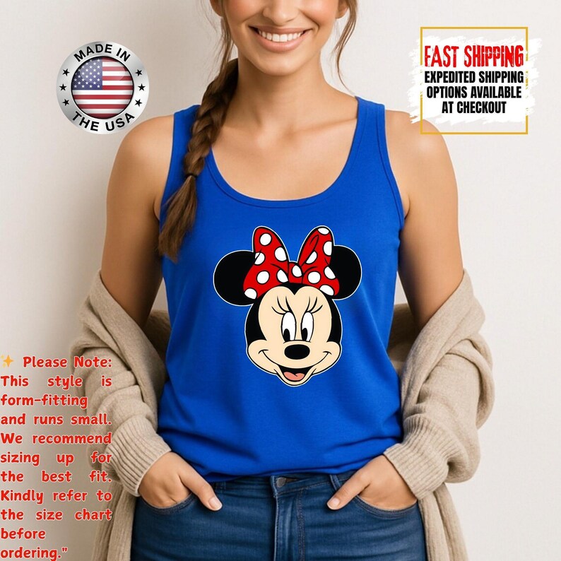 Disney Minnie Mouse Classic Tank Top, Disney Couples Tank Tops, Mickey and Friends Tank, Disneyland Matching Tank Tee Bild 7