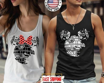 Camiseta sin mangas de Mickey/Minnie Star Wars, camiseta sin mangas de Disney Star Wars, camiseta vintage de Star Wars, regalo de Star Wars, camiseta sin mangas para mujer y hombre.