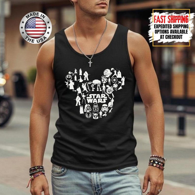 Disney Star Wars Tank Top, Mandalorian Tank Tee, Galaxy's Edge/Darth Vader Women Racerback and Men Tank Top image 11