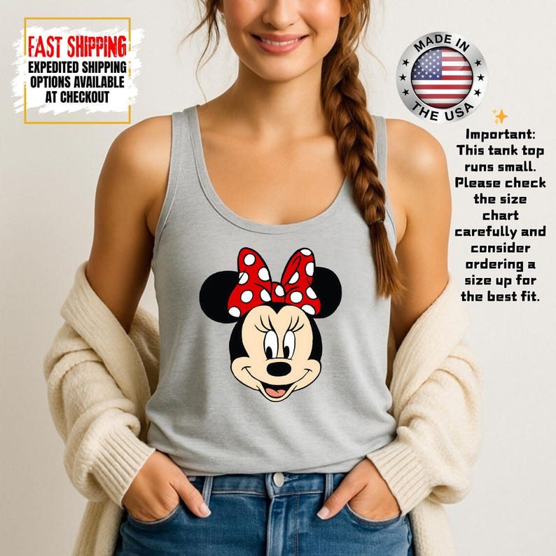 Disney Minnie Mouse Classic Tank Top, Disney Couples Tank Tops, Mickey and Friends Tank, Disneyland Matching Tank Tee Bild 5