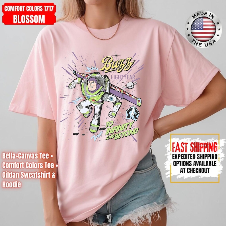 Retro Buzz Lightyear To Infinity And Beyond Shirt, Toy Story Pixar Disney Tee, Space Ranger Shirt, Disneyland Family Trip Matching image 7