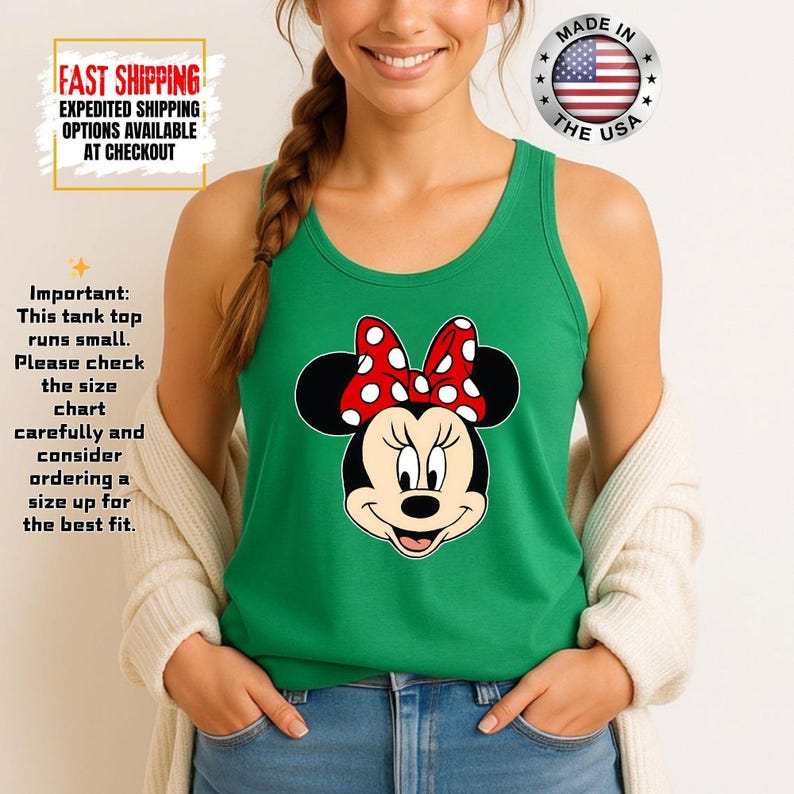 Disney Minnie Mouse Classic Tank Top, Disney Couples Tank Tops, Mickey and Friends Tank, Disneyland Matching Tank Tee Bild 10